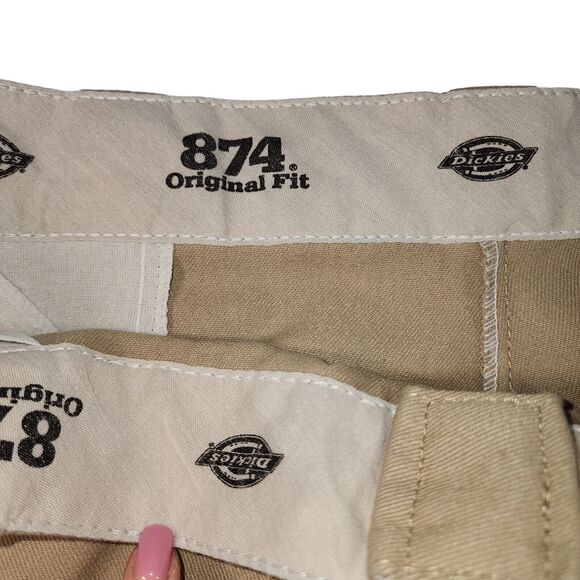 DICKIES 874 Regular Fit Flex Pants Men Size W42 L30 Chino Talon Zipper Tan - Picture 7 of 11